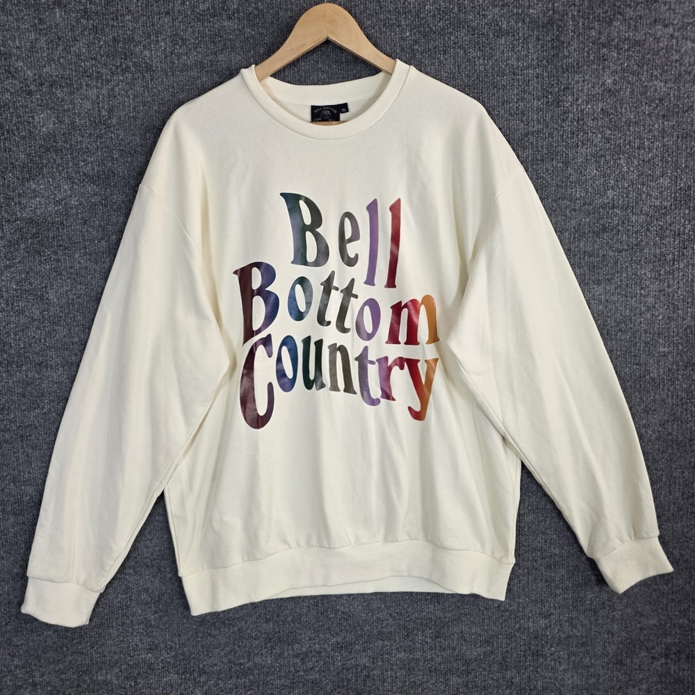 Bell‎ Bottom Country Lainey Wilson Sweatshirt XL Ivory Lyrics Graphic Western